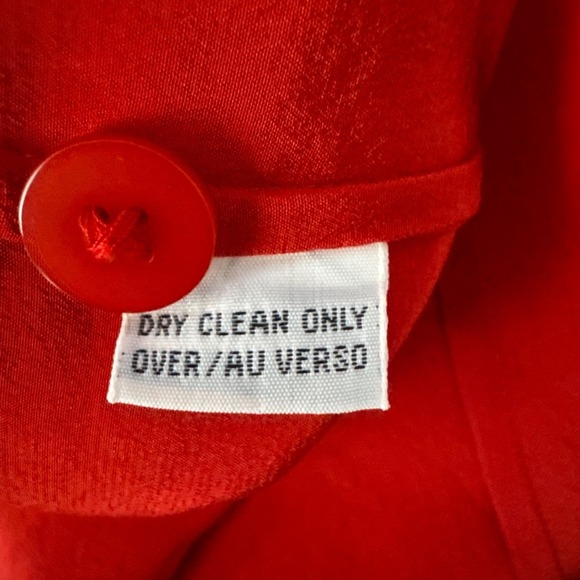 Vintage 90s Dana Buchman 100% Silk Double-Breasted Blouse Red Button Front sz 14 - Picture 8 of 8